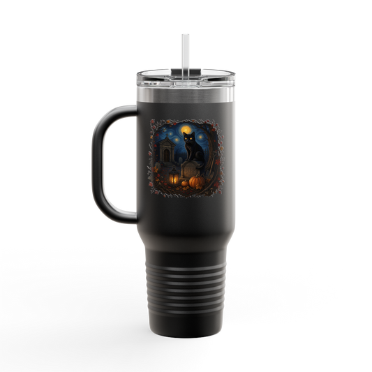 The Caretaker | Starry Night Black Cat 40 oz Insulated Travel Mug