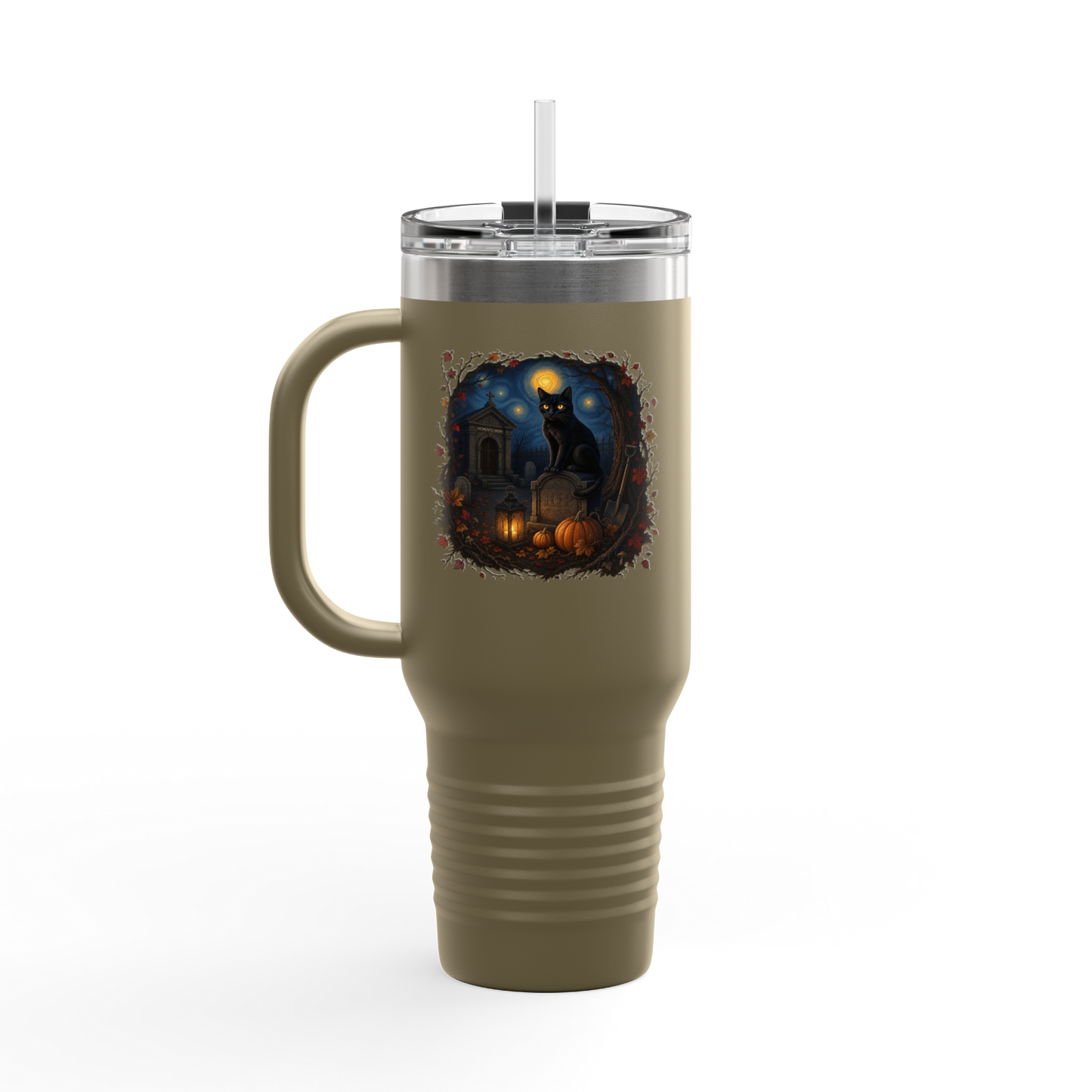 The Caretaker | Starry Night Black Cat 40 oz Insulated Travel Mug