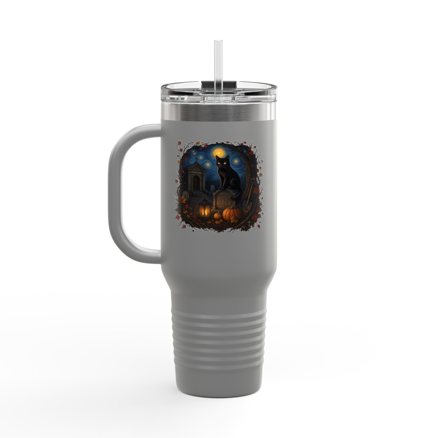 The Caretaker | Starry Night Black Cat 40 oz Insulated Travel Mug