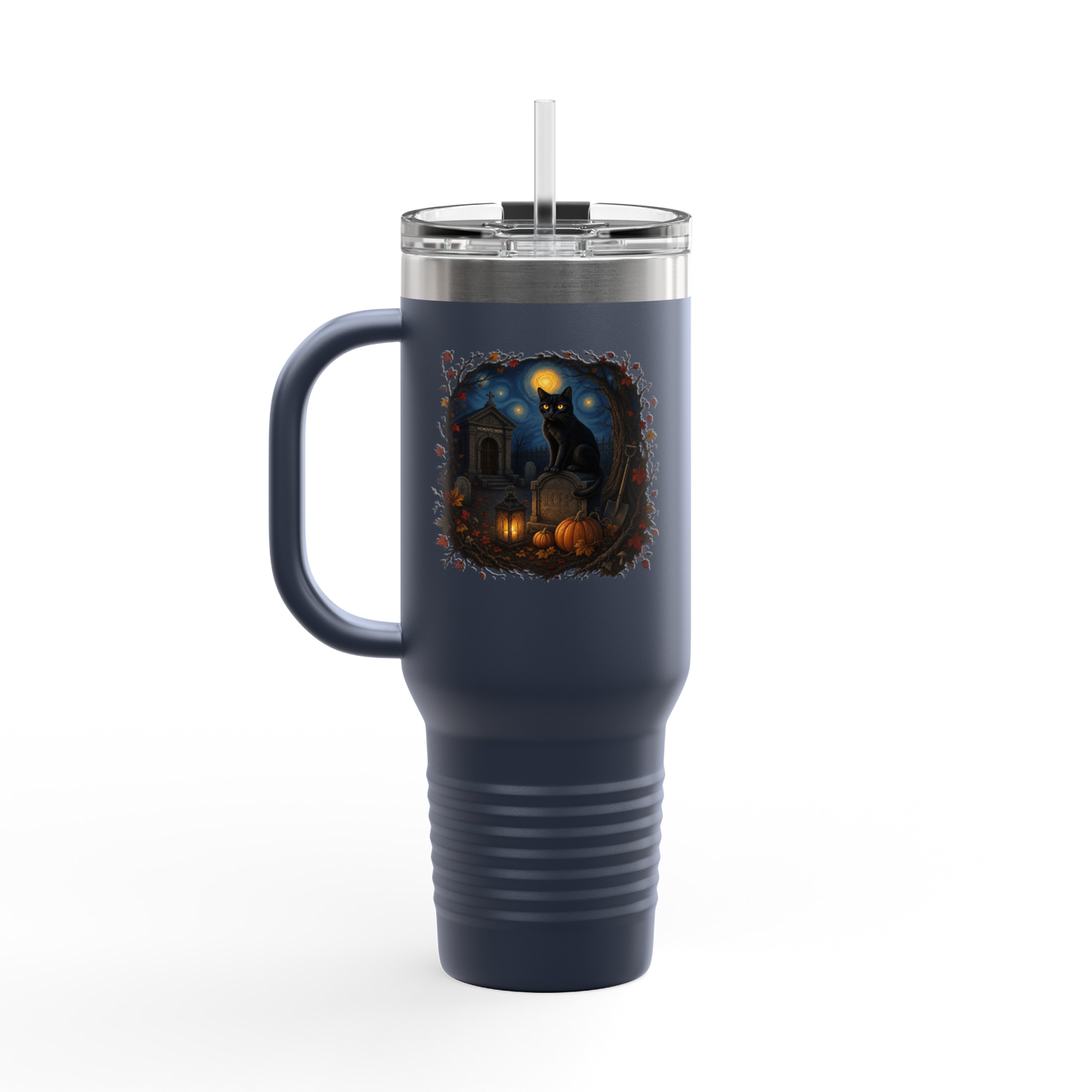 The Caretaker | Starry Night Black Cat 40 oz Insulated Travel Mug